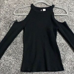 Black Open Shoulder Tight Long Sleeve